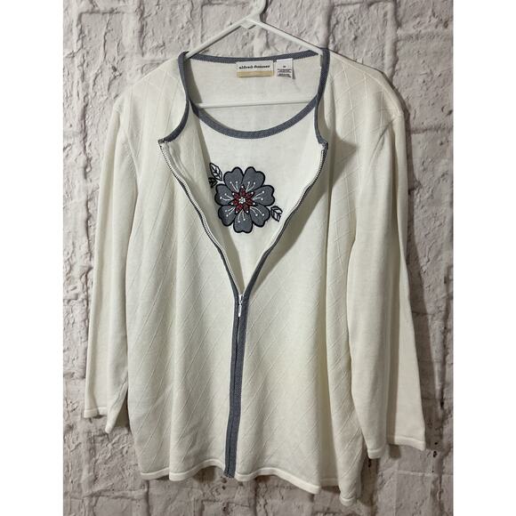 Vintage Alfred Dunner Twinset White/ Blue Flower 2X - Picture 5 of 7